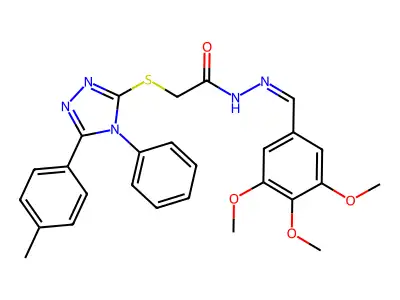 2-{[5-(4-methylphenyl)-4-phenyl-4H-1,2,4-triazol-3-yl]sulfanyl}-N'-[(E)-(3,4,5-trimethoxyphenyl)methylidene]acetohydrazide structure