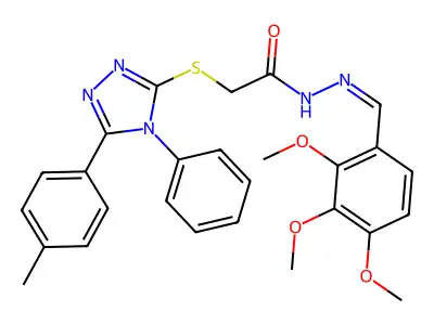 2-{[5-(4-methylphenyl)-4-phenyl-4H-1,2,4-triazol-3-yl]sulfanyl}-N'-[(E)-(2,3,4-trimethoxyphenyl)methylidene]acetohydrazide structure