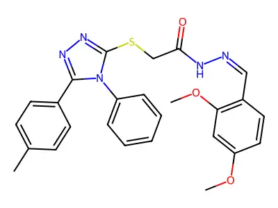 N'-[(E)-(2,4-dimethoxyphenyl)methylidene]-2-{[5-(4-methylphenyl)-4-phenyl-4H-1,2,4-triazol-3-yl]sulfanyl}acetohydrazide structure