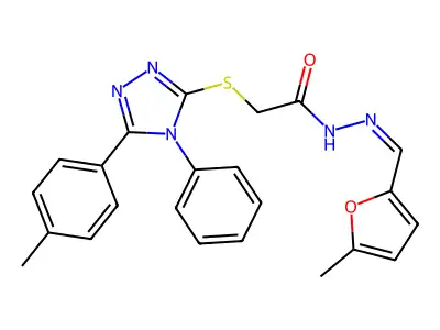 N'-[(E)-(5-methylfuran-2-yl)methylidene]-2-{[5-(4-methylphenyl)-4-phenyl-4H-1,2,4-triazol-3-yl]sulfanyl}acetohydrazide structure