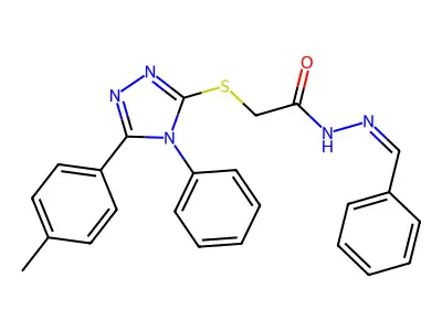 2-{[5-(4-methylphenyl)-4-phenyl-4H-1,2,4-triazol-3-yl]sulfanyl}-N'-[(E)-phenylmethylidene]acetohydrazide structure