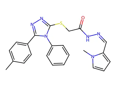 2-{[5-(4-methylphenyl)-4-phenyl-4H-1,2,4-triazol-3-yl]sulfanyl}-N'-[(E)-(1-methyl-1H-pyrrol-2-yl)methylidene]acetohydrazide structure