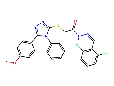 N'-[(E)-(2-chloro-6-fluorophenyl)methylidene]-2-{[5-(4-methoxyphenyl)-4-phenyl-4H-1,2,4-triazol-3-yl]sulfanyl}acetohydrazide structure