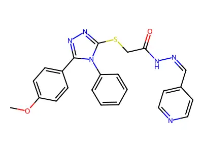 2-{[5-(4-methoxyphenyl)-4-phenyl-4H-1,2,4-triazol-3-yl]sulfanyl}-N'-[(E)-pyridin-4-ylmethylidene]acetohydrazide structure