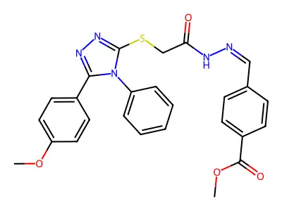 methyl 4-{(E)-[2-({[5-(4-methoxyphenyl)-4-phenyl-4H-1,2,4-triazol-3-yl]sulfanyl}acetyl)hydrazinylidene]methyl}benzoate structure