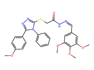 2-{[5-(4-methoxyphenyl)-4-phenyl-4H-1,2,4-triazol-3-yl]sulfanyl}-N'-[(E)-(3,4,5-trimethoxyphenyl)methylidene]acetohydrazide structure