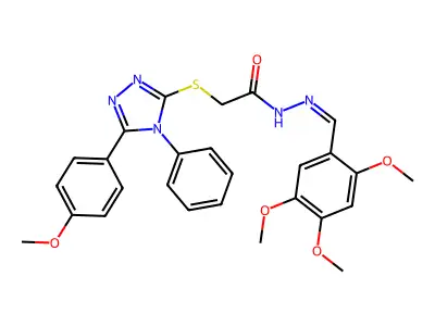 2-{[5-(4-methoxyphenyl)-4-phenyl-4H-1,2,4-triazol-3-yl]sulfanyl}-N'-[(E)-(2,4,5-trimethoxyphenyl)methylidene]acetohydrazide structure