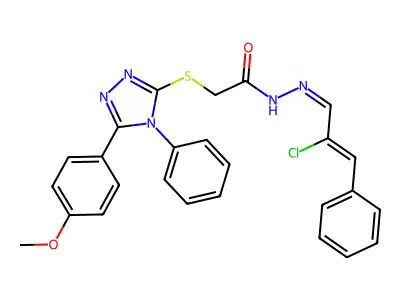 N'-[(1E,2Z)-2-chloro-3-phenylprop-2-en-1-ylidene]-2-{[5-(4-methoxyphenyl)-4-phenyl-4H-1,2,4-triazol-3-yl]sulfanyl}acetohydrazide structure
