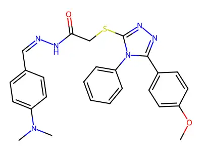 N'-{(E)-[4-(dimethylamino)phenyl]methylidene}-2-{[5-(4-methoxyphenyl)-4-phenyl-4H-1,2,4-triazol-3-yl]sulfanyl}acetohydrazide structure