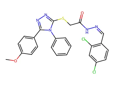N'-[(E)-(2,4-dichlorophenyl)methylidene]-2-{[5-(4-methoxyphenyl)-4-phenyl-4H-1,2,4-triazol-3-yl]sulfanyl}acetohydrazide structure