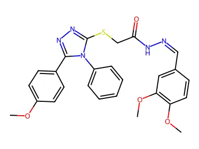 N'-[(E)-(3,4-dimethoxyphenyl)methylidene]-2-{[5-(4-methoxyphenyl)-4-phenyl-4H-1,2,4-triazol-3-yl]sulfanyl}acetohydrazide structure