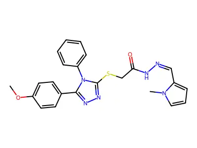 2-{[5-(4-methoxyphenyl)-4-phenyl-4H-1,2,4-triazol-3-yl]sulfanyl}-N'-[(E)-(1-methyl-1H-pyrrol-2-yl)methylidene]acetohydrazide structure