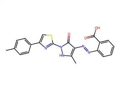 2-(2-{3-methyl-1-[4-(4-methylphenyl)-1,3-thiazol-2-yl]-5-oxo-1,5-dihydro-4H-pyrazol-4-ylidene}hydrazino)benzoic acid structure