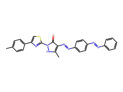(4Z)-5-methyl-2-[4-(4-methylphenyl)-1,3-thiazol-2-yl]-4-(2-{4-[(E)-phenyldiazenyl]phenyl}hydrazinylidene)-2,4-dihydro-3H-pyrazol-3-one structure
