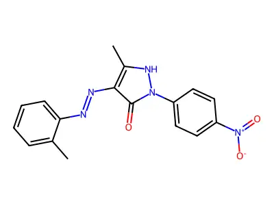 (4E)-5-methyl-4-[(2-methylphenyl)hydrazinylidene]-2-(4-nitrophenyl)pyrazol-3-one structure