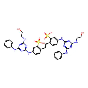 5-[[4-anilino-6-(2-hydroxyethylamino)-1,3,5-triazin-2-yl]amino]-2-[2-[4-[[4-anilino-6-(2-hydroxyethylamino)-1,3,5-triazin-2-yl]amino]-2-sulfophenyl]ethenyl]benzenesulfonic acid structure