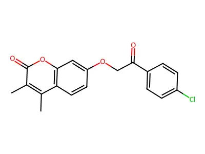 7-[2-(4-chlorophenyl)-2-oxoethoxy]-3,4-dimethyl-2H-chromen-2-one structure