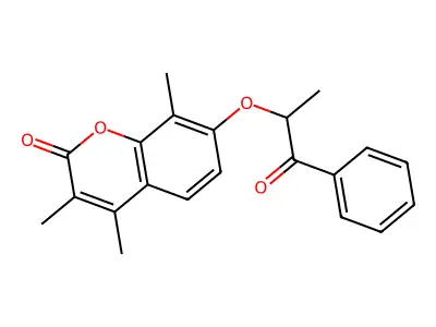 3,4,8-trimethyl-7-[(1-oxo-1-phenylpropan-2-yl)oxy]-2H-chromen-2-one structure