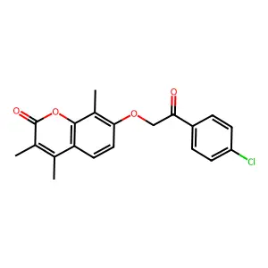 7-[2-(4-chlorophenyl)-2-oxoethoxy]-3,4,8-trimethyl-2H-chromen-2-one structure