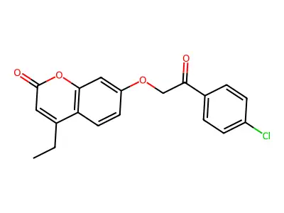 7-[2-(4-chlorophenyl)-2-oxoethoxy]-4-ethyl-2H-chromen-2-one structure