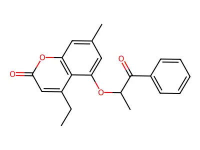 4-ethyl-7-methyl-5-[(1-oxo-1-phenylpropan-2-yl)oxy]-2H-chromen-2-one structure