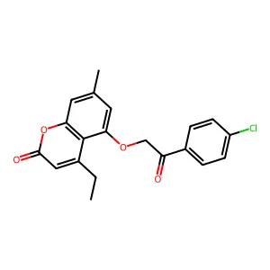 5-[2-(4-chlorophenyl)-2-oxoethoxy]-4-ethyl-7-methyl-2H-chromen-2-one structure