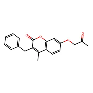 3-benzyl-4-methyl-7-(2-oxopropoxy)-2H-chromen-2-one structure