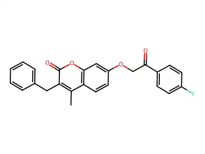 3-benzyl-7-[2-(4-fluorophenyl)-2-oxoethoxy]-4-methyl-2H-chromen-2-one structure