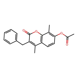 3-benzyl-4,8-dimethyl-2-oxo-2H-chromen-7-yl acetate structure