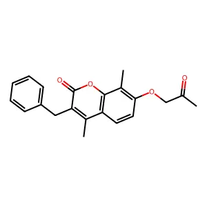 3-benzyl-4,8-dimethyl-7-(2-oxopropoxy)-2H-chromen-2-one structure
