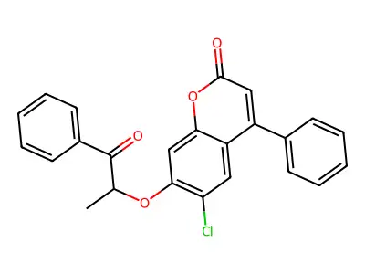6-chloro-7-(1-methyl-2-oxo-2-phenylethoxy)-4-phenyl-2H-chromen-2-one structure