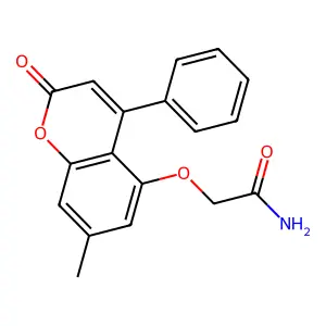 2-[(7-methyl-2-oxo-4-phenyl-2H-chromen-5-yl)oxy]acetamide structure
