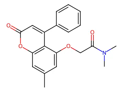 N,N-dimethyl-2-[(7-methyl-2-oxo-4-phenyl-2H-chromen-5-yl)oxy]acetamide structure