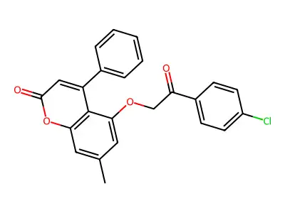 5-[2-(4-chlorophenyl)-2-oxoethoxy]-7-methyl-4-phenyl-2H-chromen-2-one structure