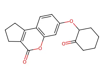 7-[(2-oxocyclohexyl)oxy]-2,3-dihydrocyclopenta[c]chromen-4(1H)-one structure