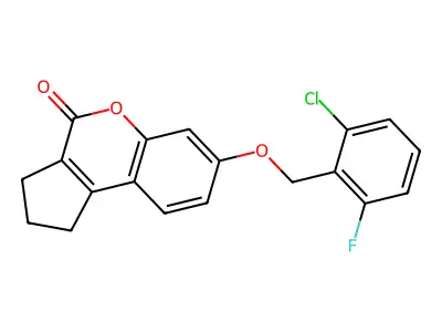 7-[(2-chloro-6-fluorobenzyl)oxy]-2,3-dihydrocyclopenta[c]chromen-4(1H)-one structure
