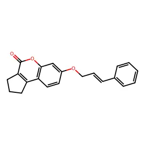 7-{[(E)-3-phenyl-2-propenyl]oxy}-2,3-dihydrocyclopenta[c]chromen-4(1H)-one structure