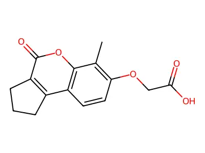2-((6-methyl-4-oxo-1H,2H,3H,4H-cyclopenta(c)chromen-7-yl)oxy)acetic acid structure