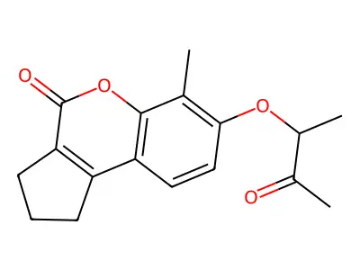 6-methyl-7-(1-methyl-2-oxopropoxy)-2,3-dihydrocyclopenta[c]chromen-4(1H)-one structure