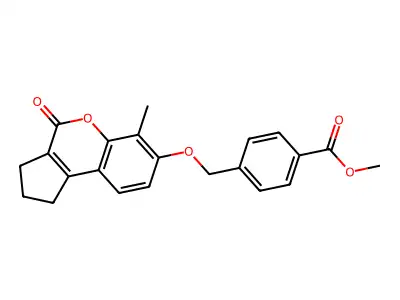 methyl 4-{[(6-methyl-4-oxo-1,2,3,4-tetrahydrocyclopenta[c]chromen-7-yl)oxy]methyl}benzoate structure