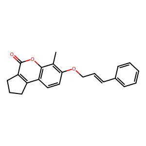 7-(Cinnamyloxy)-6-methyl-2,3-dihydrocyclopenta(C)chromen-4(1H)-one structure