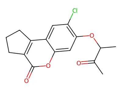8-chloro-7-[(3-oxobutan-2-yl)oxy]-1H,2H,3H,4H-cyclopenta[c]chromen-4-one structure