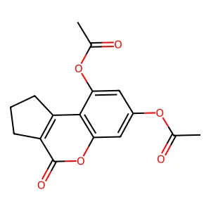 Acetic acid 9-acetoxy-4-oxo-1,2,3,4-tetrahydro-cyclopenta(C)chromen-7-YL ester structure