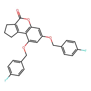 7,9-Bis((4-fluorobenzyl)oxy)-2,3-dihydrocyclopenta(C)chromen-4(1H)-one structure