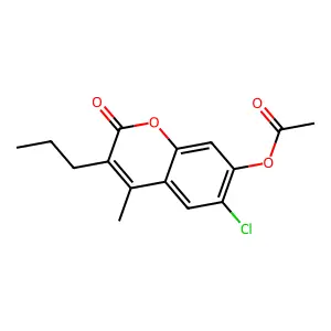 6-chloro-4-methyl-2-oxo-3-propyl-2H-chromen-7-yl acetate structure