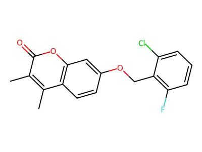 7-[(2-chloro-6-fluorobenzyl)oxy]-3,4-dimethyl-2H-chromen-2-one structure