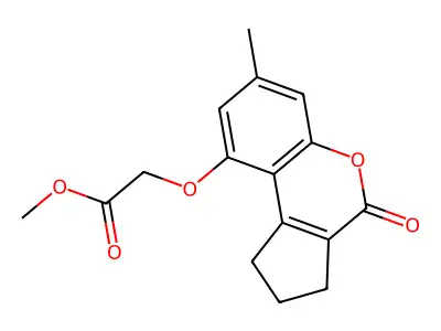 Methyl [(7-methyl-4-oxo-1,2,3,4-tetrahydrocyclopenta[c]chromen-9-yl)oxy]acetate structure