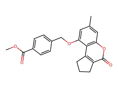 methyl 4-{[(7-methyl-4-oxo-1,2,3,4-tetrahydrocyclopenta[c]chromen-9-yl)oxy]methyl}benzoate structure