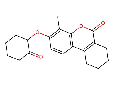 4-Methyl-3-(2-oxocyclohexyl)oxy-7,8,9,10-tetrahydrobenzo[c]chromen-6-one structure