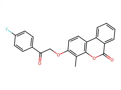 3-[2-(4-fluorophenyl)-2-oxoethoxy]-4-methyl-6H-benzo[c]chromen-6-one structure